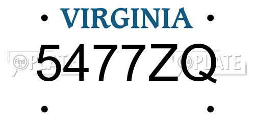 5477ZQ Virginia License Plate