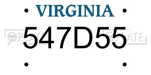 547D55 Virginia License Plate