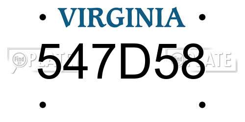 547D58 Virginia License Plate