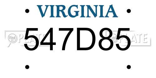 547D85 Virginia License Plate