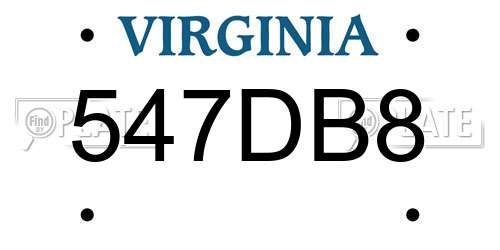 547DB8 Virginia License Plate