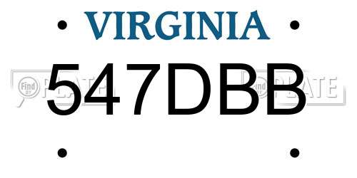 547DBB Virginia License Plate