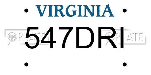 547DRI Virginia License Plate