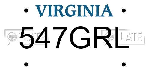 547GRL Virginia License Plate