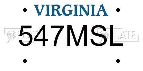 547MSL Virginia License Plate