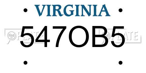 547OB5 Virginia License Plate