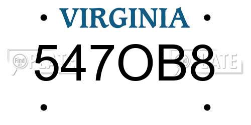 547OB8 Virginia License Plate