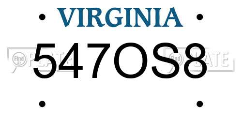 547OS8 Virginia License Plate