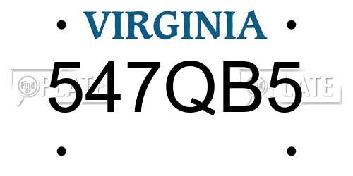 547QB5 Virginia License Plate