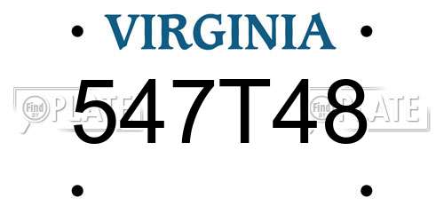 547T48 Virginia License Plate