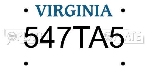 547TA5 Virginia License Plate