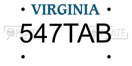 547TAB Virginia License Plate