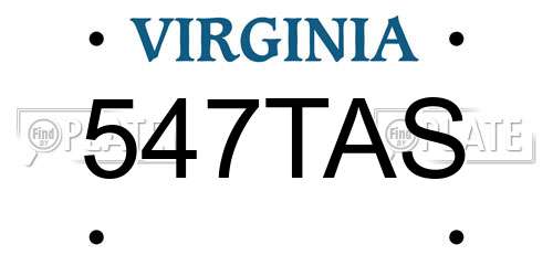 547TAS Virginia License Plate