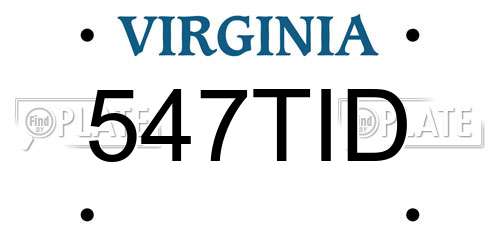 547TID Virginia License Plate