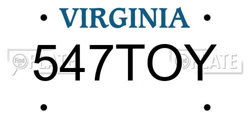 547TOY Virginia License Plate