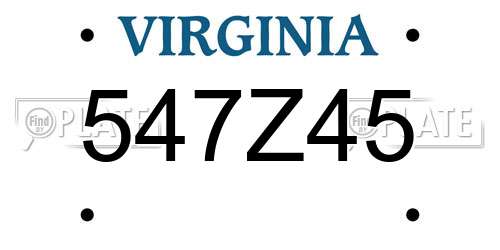 547Z45 Virginia License Plate