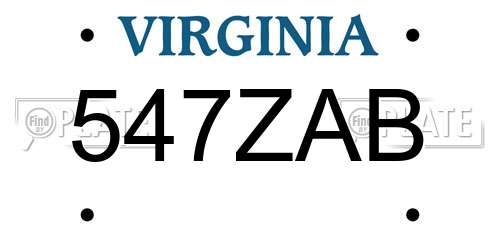 547ZAB Virginia License Plate
