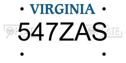 547ZAS Virginia License Plate
