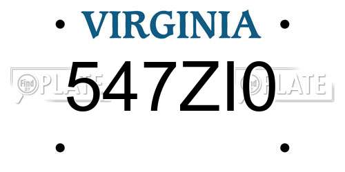 547ZI0 Virginia License Plate