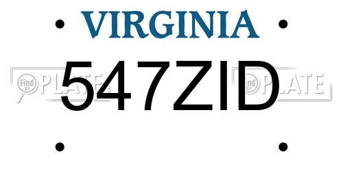 547ZID Virginia License Plate