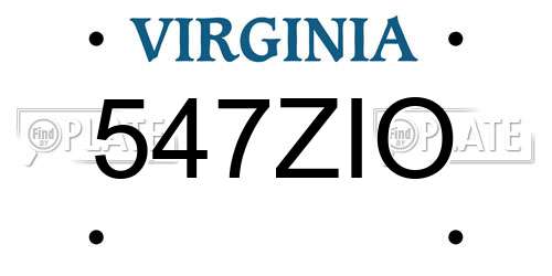 547ZIO Virginia License Plate