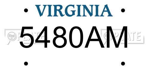 5480AM Virginia License Plate