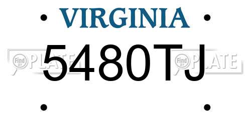 5480TJ Virginia License Plate