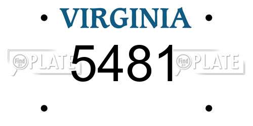 5481 Virginia License Plate
