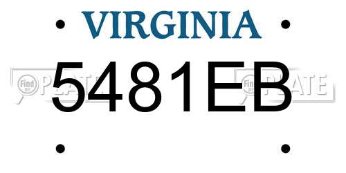 5481EB Virginia License Plate