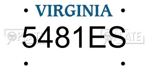 5481ES Virginia License Plate