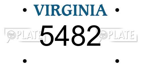 5482 Virginia License Plate