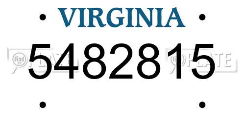 5482815 Virginia License Plate