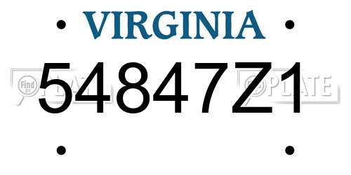54847Z1 Virginia License Plate