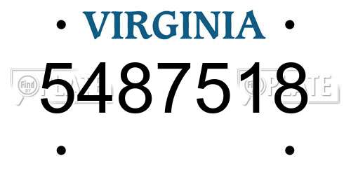 5487518 Virginia License Plate