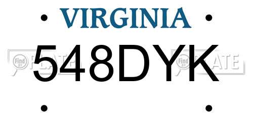 548DYK Virginia License Plate