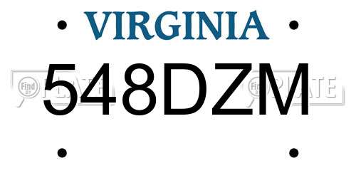 548DZM Virginia License Plate