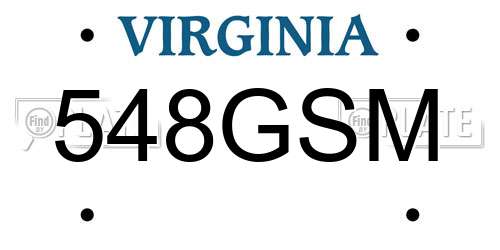 548GSM Virginia License Plate