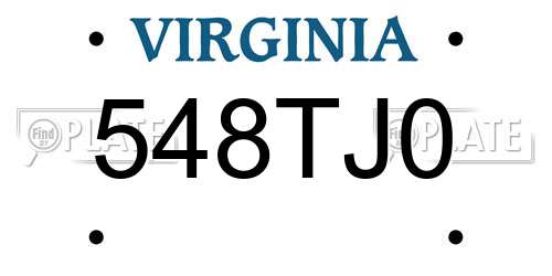 548TJ0 Virginia License Plate