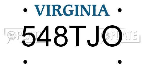 548TJO Virginia License Plate