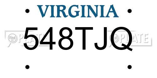 548TJQ Virginia License Plate