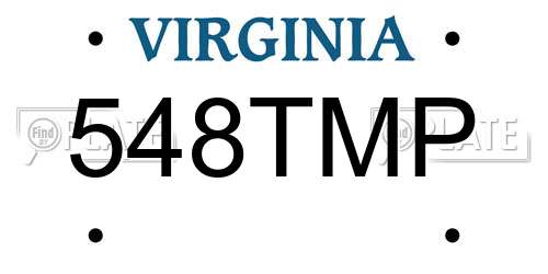 548TMP Virginia License Plate