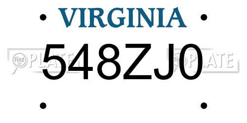 548ZJ0 Virginia License Plate