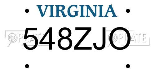 548ZJO Virginia License Plate