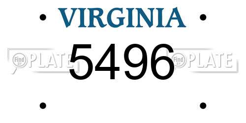 5496 Virginia License Plate
