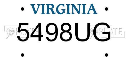 5498UG Virginia License Plate