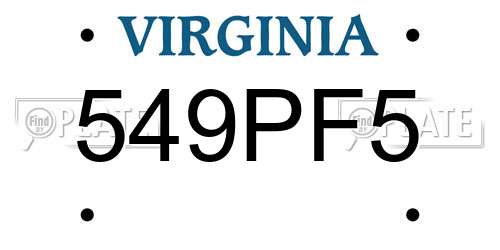 549PF5 Virginia License Plate