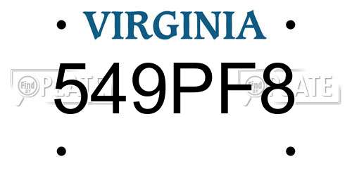 549PF8 Virginia License Plate