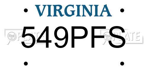 549PFS Virginia License Plate