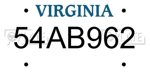 54AB962 Virginia License Plate