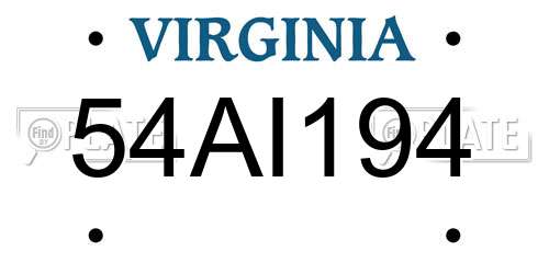 54AI194 Virginia License Plate